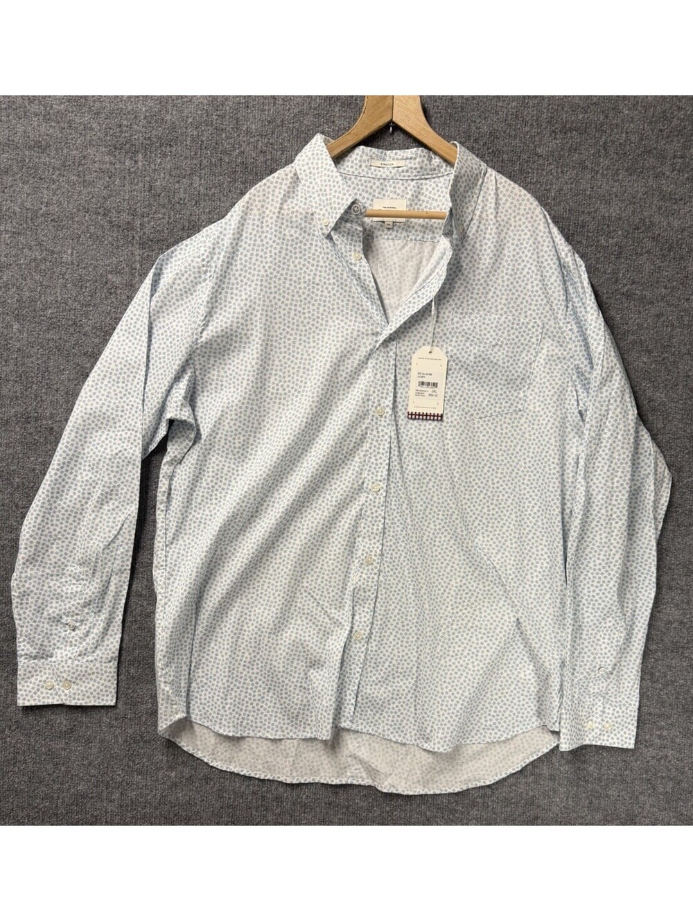 Ben Sherman 2XL Ivory Blue Geometric Print Button Up Shirt NWT Yes Please🔥